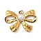 304 Stainless Steel Pendants, Bowknot Charms, with Jump Ring and Plastic Imitation Pearl, Ion Plating(IP), Real 18K Gold Plated, 20x27.5x5mm, Hole: 2.5mm