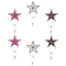 arricraft 6 Pcs 3 Colors Pentagram Rhinestone Patches, Glitter Iron on Patches Star Shape Epaulets Shoulder Patches with Imitation Pearl and Dangling Pendant for Clothes Bag Shoes DIY Projects