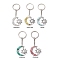 Rhodonite & Amazonite & Larimar & Yellow Opal & White Moonstone Keychian, with Alloy Finding, Moon & Sun, 9.7cm, 5pcs/set