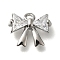 Rack Plating Brass Micro Pave Cubic Zirconia Charms, Long-Lasting Plated, Bowknot, Platinum, 9x10.5x3mm, Hole: 1.4mm