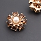 Metal Buttons, with Rhinestone and Plastic Beads, Light Gold, 20mm