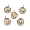 Brass Micro Pave Cubic Zirconia Pendants, with Jump Rings, Flat Round and Elephant, Clear, Gunmetal & Golden, 17x15x1.5mm, Hole: 3.4mm