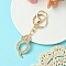 Golden Alloy Rhinestone Keychain, with Alloy Clasp and Iron Rings, Letter Q, 10cm, Pendant: 42mm