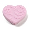 Silicone Focal Beads, Heart, Pink, 21x25x8.5mm, Hole: 2mm