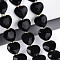 Natural Obsidian Beads Strands, Faceted Heart, with Seed Beads, 12.5~13.5x13.5~14.5x5.5~6.5mm, Hole: 0.8~1mm, about 26~28pcs/strand, 14.76~16.73 inch(37.5~42.5cm)