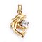 304 Stainless Steel Pendants, with Cubic Zirconia, Dolphin, Clear, Golden, 21x14x5mm, Hole: 5x3mm