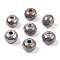 Handmade Porcelain European Beads, Large Hole Beads, Pearlized, Rondelle, Dark Gray, 12x9mm