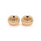Brass Beads, Nickel Free, Corrugated Rondelle, Real 18K Gold Plated, 9.5x13mm, Hole: 2mm