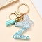 Resin & Acrylic & Faux Suede Tassel Keychain,  with Alloy Clasp and Iron Rings, Letter Z, 9.6cm
