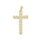 Brass Micro Pave Cubic Zirconia Pendants, Cross with Heart, Lead Free & Cadmium Free, Long-Lasting Plated, Rack Plating, Real 18K Gold Plated, 38x21.5x1.5mm, Hole: 3.5x5.5mm