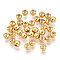 Brass Beads, with Rubber Inside, Slider Beads, Nickel Free, Round, Real 18K Gold Plated, 3x2.5mm, Hole: 1.2mm
