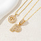 2Pcs 2 Styles Brass Pave Clear Cubic Zirconia Initial Pendant Necklace Sets, Golden, Letter P, 17.72 inch(45cm), 1pc/style