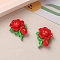 Opaque Resin Cabochons, Flower, Red, 28x23mm