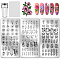 Stainless Steel DIY Nail Art Templates, Rectangle, with Silicone Seal Stamp & Scraper, Mixed Shapes, 12x6cm, 3pcs/set