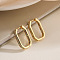 Oval Brass Micro Pave Cubic Zirconia Hoop Earrings, Golden, Colorful, 25x18mm