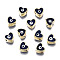 Alloy Enamel Beads, Cadmium Free & Lead Free, Light Gold, Heart with Eye, Black, 7.5x8x5mm, Hole: 1.4mm