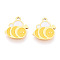 304 Stainless Steel Enamel Charms, Bees Charm, Ion Plating(IP), Real 14K Gold Plated, Gold, 11x10.1x0.9mm, Hole: 1mm