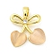 Cat Eye Pendants, with Brass Micro Pave Clear Cubic Zirconia Pendants, Cherry, Real 18K Gold Plated, 16.5x17x3.5mm, Hole: 5x3mm