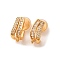 Brass Micro Pave Clear Cubic Zirconia Clip-on Earring Findings, Long-Lasting Plated, Nickel Free, Oval, Real 18K Gold Plated, 18.5x9x10.5mm, Hole: 1mm