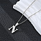 201 Stainless Steel Crystal Rhinestone Initial Pendant Necklaces, Stainless Steel Color, Non-Tarnish, Letter N, 15.75 inch(40cm)