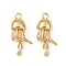 Ocean Theme Brass Micro Pave Cubic Zirconia Pendants, Long-Lasting Plated, Nickel Free, Real 18K Gold Plated, Jellyfish, 17.5x9x5.5mm, Hole: 1.4mm