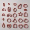 24pcs Plastic Molds, for Cookie Cutter, DIY Polymer Clay Cutting Tools, Indian Red, 23.5~52x17~47x15mm, 24pcs/set