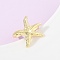 Ocean Theme Brass Cuff Rings, Real 18K Gold Plated, Cadmium Free & Nickel Free & Lead Free, Starfish, Inner Diameter: Adjustable, Starfish: 23x25.5mm