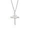 Brass Micro Pave Clear Zirconia Cross Pendant Necklaces, 201 Stainless Steel Chains Necklaces, Stainless Steel Color, 23.62 inch(60cm), Crass: 35.5x25mm