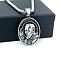 Greek Stainless Steel Oval with Saint Pendant Necklaces, Stainless Steel Color