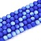 Frosted Opaque Glass Beads Strands, Round, Half Plated, AB Color Plated, Blue, 4~4.5mm, Hole: 0.6mm, about 97~100pcs/strand, 14.76~15.16 inch(37.5~38.5cm)