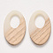 Transparent Resin & Wood Pendants, Waxed, Oval, Linen, 35.5x21.5x3~4mm, Hole: 16x10mm
