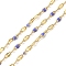 Ion Plating(IP) 304 Stainless Steel Dapped Chains, Enamel Style, Real 18K Gold Plated, Soldered, with Spool, Polished, Marine Blue, 4x2x0.3mm, about 32.81 Feet(10m)/Roll