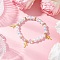 Alloy Pendants with ABS Plastic Imitation Pearl Beads and K9 Glass and Brass Grade A Rhinestone Spacer Beads and Flat Elastic Crystal String Bracelets, Light Sky Blue, Inner Diameter: 2-1/8 inch(5.3cm)