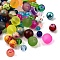 Glass Beads, Mixed Shapes, Mixed Color, 4~19x4~21x3~15mm, Hole: 0.5~2mm