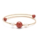 Bracciale rigido con perline rotonde in diaspro rosso naturale e perle BJEW-JB08464-05-1