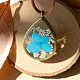 Natural Dried Butterfly and Flower Drop Epoxy Alloy Pendant Necklaces NJEW-N0049-18-2