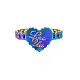 Rack placage couleur arc-en-ciel 304 coeur en acier inoxydable avec mot love you open cuff ring for women RJEW-S405-261M-2