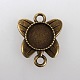 Tibetan Style Alloy Butterfly Connector Cabochon Bezel Settings X-TIBE-M016-02AB-NF-1