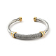 304 bracelet manchette ouvert en forme de corde torsadée en acier inoxydable avec strass pour femme BJEW-D449-01GP-01-1