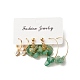 3 Pairs 3 Style Natural Green Aventurine Chips Beaded Cluster Dangle Stud & Leverback Earrings EJEW-JE04895-05-4