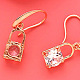 18K Real Gold Plated Lock Alloy Austrian Crystal Dangle Earrings EJEW-DD0002-10A-2