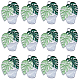 サニークルー20本合金エナメルペンダント  プラチナ  葉っぱの鉢植えチャーム  薄緑  25.5x19.5x1.5mm  穴：2mm  20個/箱 FIND-SC0005-98-1