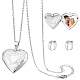 DICOSMETIC Stainless Steel Heart Carved Pattern Photo Locket Pendants Heart Shapes Pendant Necklace Set Personalized Photo Heart Styles with Chain and Snap on Bails for Charm Custom Any Photo Gift DIY-DC0001-19-2