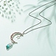 Natural Green White Jade Bullet with Alloy Moon and Star Pendant Necklace NJEW-JN03912-05-2