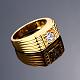 Men's Classic Real 18K Gold Plated Brass Cubic Zirconia Wide Band Finger Rings RJEW-BB06280-10G-2