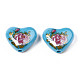 Flower Printed Opaque Acrylic Heart Beads SACR-S305-28-O04-2