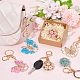 CRASPIRE 6Pcs 6 Style Butterfly Flower Keychain Pendants Keychains Enamel Alloy Key Rings Clip Accessories with Lobster Clasp for Valentine's Day Women Girls Car Bag Craft Decoration KEYC-CP0001-09-5