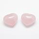 Piedra de palma de corazón de cuarzo rosa natural DJEW-P007-05A-1