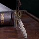 Регулируемые ретро сплав цинка подвеска и кожаный шнур Lariat ожерелья для мужчин NJEW-BB15987-B-7