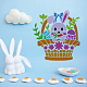 FINGERINSPIRE Easter Bunny Painting Stencil 11.8x11.8inch Reusable Cute Rabbit Flower Basket Pattern Drawing Template DIY Art Easter Eggs Decor Stencil for Painting on Wood Wall Fabric Furniture DIY-WH0391-0776-6